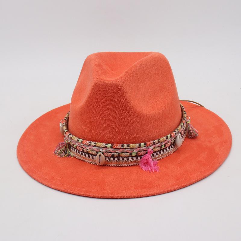 Premium Ethnic Style Fringed Accessories Cross-Border Amazon Cowboy Hat Suede Western Prairie Top Hat Jazz Hat