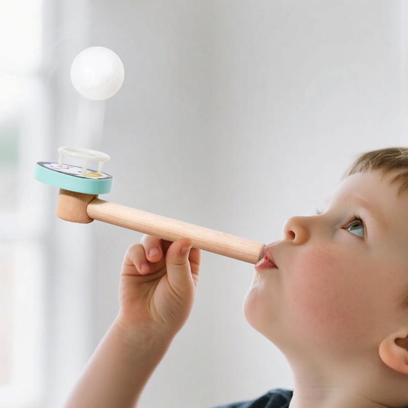 Montessori Toy Wooden Balance Blowing Toys Blowing Pipe Whistles Balls Toys Develop Intelligence Smooth Toys Education Toddler