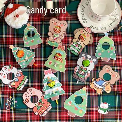 Cartoon Christmas Lollipop Greeting Card with Inspirational Message and Exquisite Artwork for Students