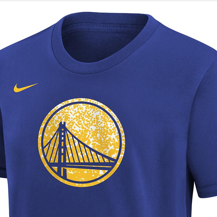 Nike X NBA Collaboration Golden State Warriors Simple Casual Breathable Comfortable Short Sleeve T-Shirt Kids Tops Dodger-Blue 3Z2B7NBBM-WAR
