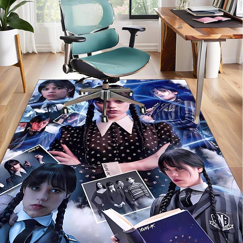 Wednes-day Gothic Family Reunion Office Rug Chair Mat, Game Carpet, Suitable for Front Door, Bedroom, Living Room, Desk, Holiday Gift