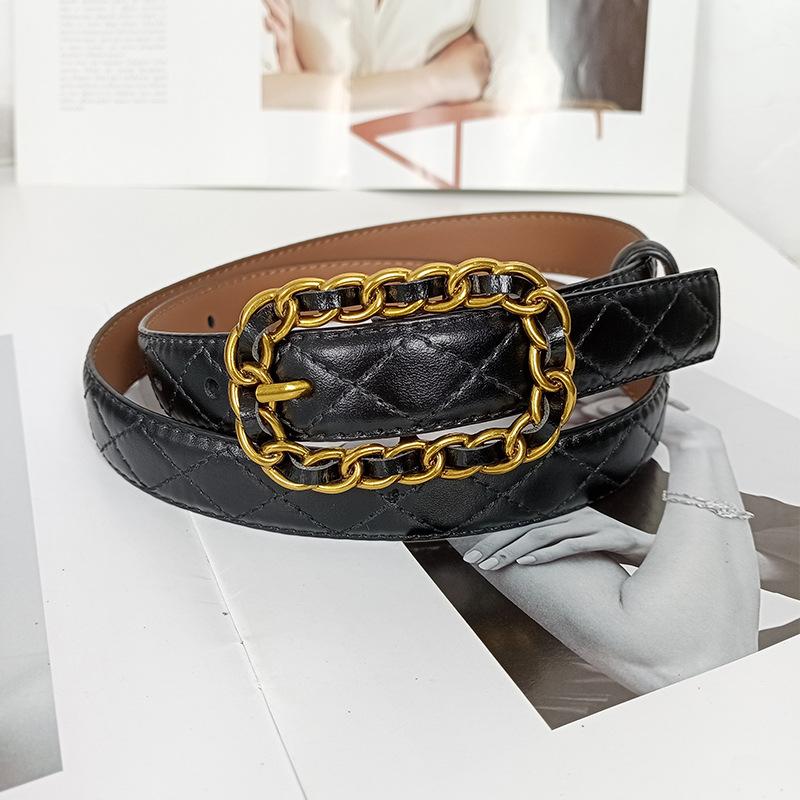 

Четыре сезона в наличии новый ремень женский кожаный модный универсальный джинсовый ремень украшение с юбкой, костюмом, свитером талии крышка 105cm чёрный