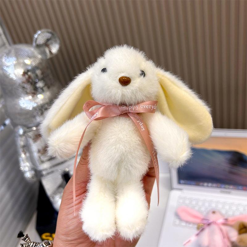 Cute Long Ear Bunny Keychain Plush Pendant Soft Rabbit Stuffed Doll Kawaii Plushie Bag Charm Toy Key Ring Gift for Women Girls
