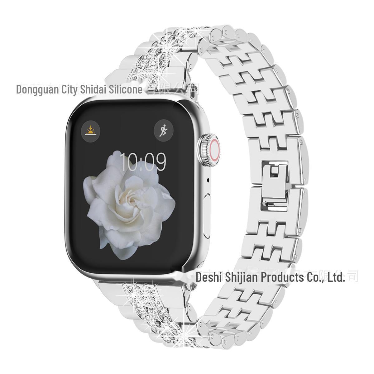 

Совместимо с Apple Watch 8/7/6/SE/Ultra: Ремешок из алмазного металла