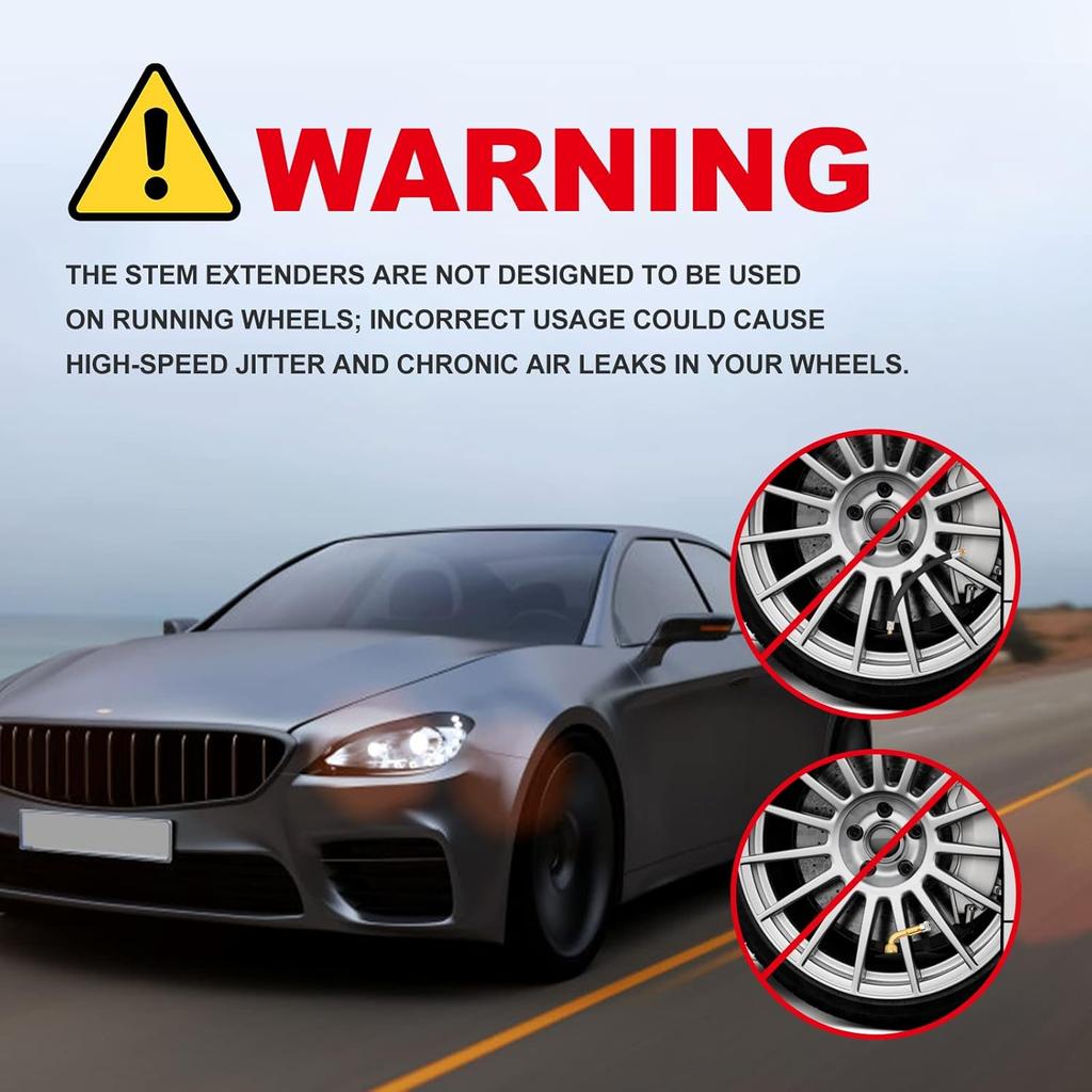 SAFELIFE Tire Valve Extensions, 8.25 Inch Flexible Valve Stem Extenders with 90 Degree Brass Schrader Tire Valve Extension Adaptor Compatible for