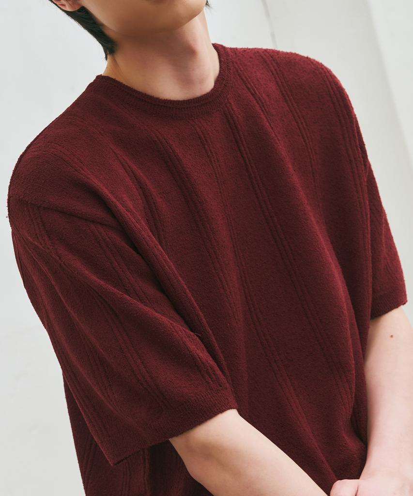 ROTEMBER Striped Texture Round Half Knit [ 3 Colors ]