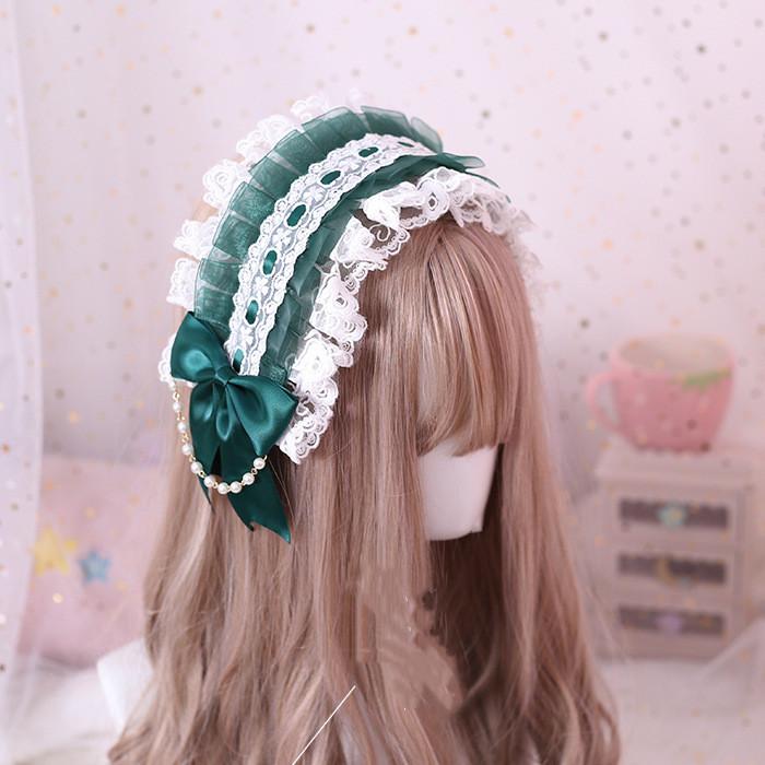 Japanese Sweet Lovely Hair Band Lolita Maid Hairband Lace Ribbon Bowknot Headband Cosplay Headdress Cute Accessories