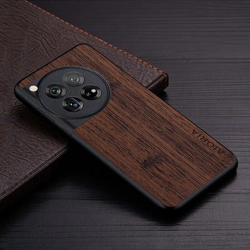 Pouzdro pro Oneplus 12 5G funda vzor bambusové dřevo Kožený kryt na telefon Luxusní coque pro pouzdro oneplus 12 capa