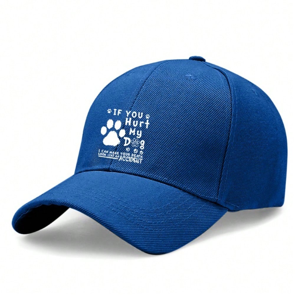 [Dog Lover Baseball Cap] If You Hurt My Dog Print Adjustable Unisex Polyester Breathable Lightweight Curved Brim Casual Daily Wear Hat - Dad Hat
