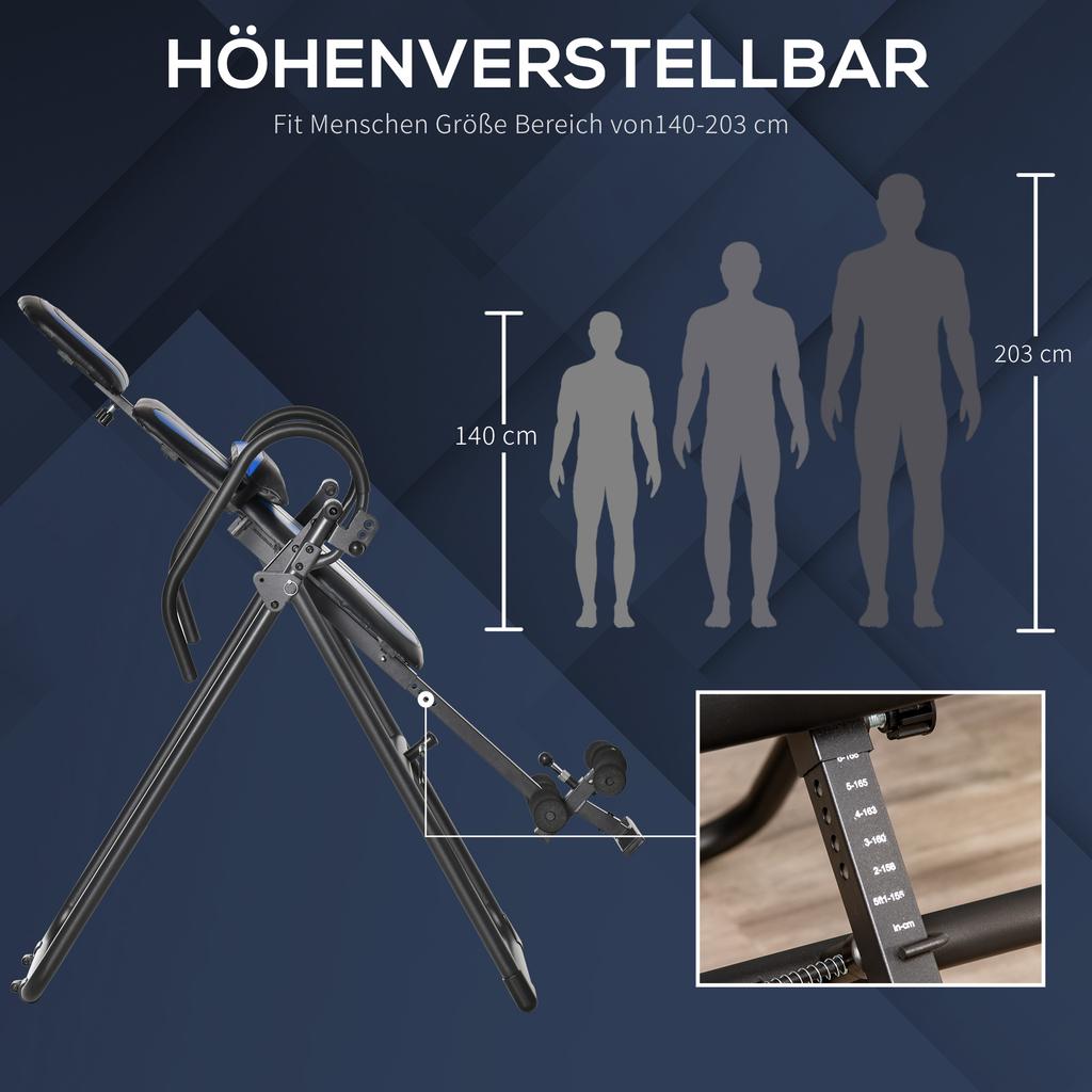 Foldable Gravity Inversion Table, Back Therapy Fitness Bench, with Soft Ankle Cushions, for Home