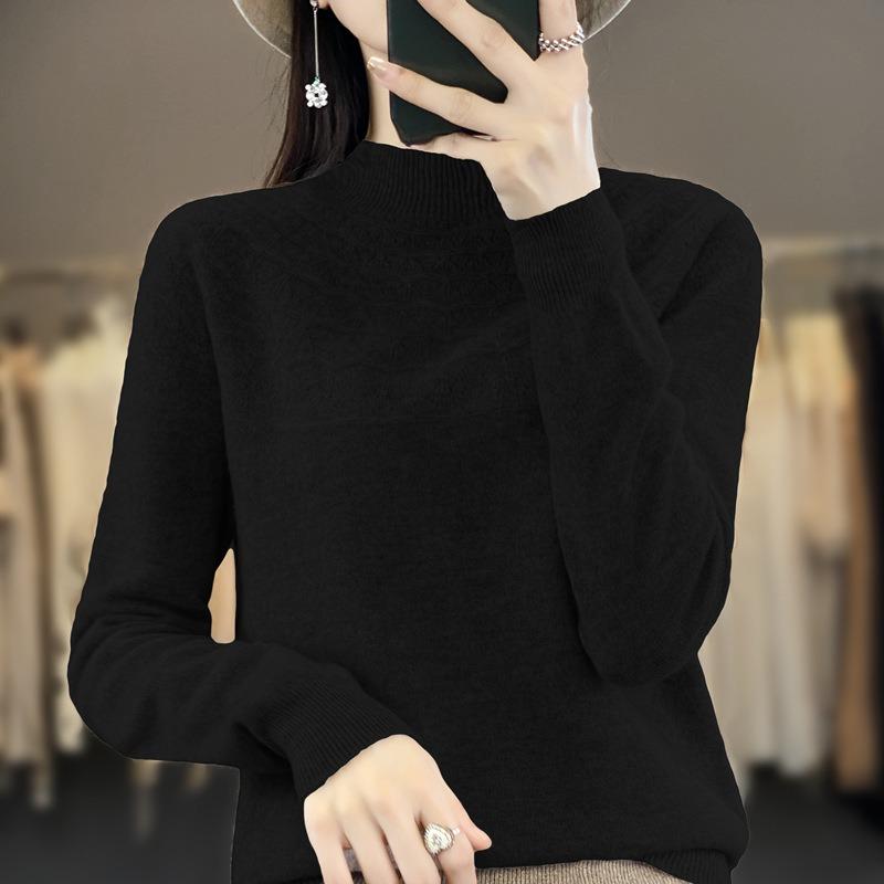 Skeleton Half-high Neck Bottoming Shirt Women's Fall and Winter Within The Lazy Loose Thin Knitted Sweater