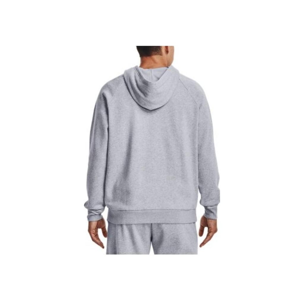 Under Armour Rival Solid Logo Patch Kangaroo Pocket Hoodie Long Sleeve Men Tops Grey 1373371-011