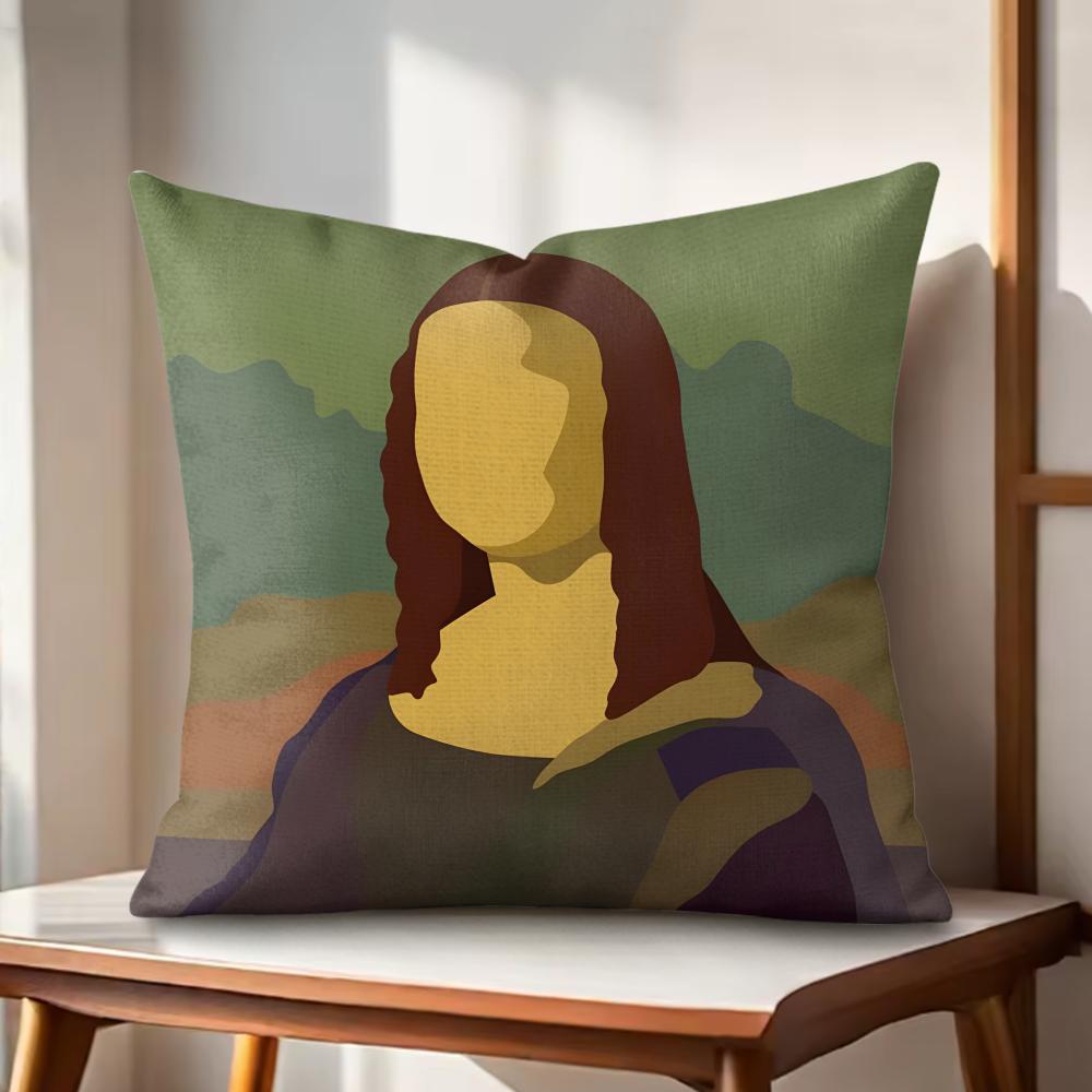 

Mona Lisa Cushion Cover Natural Linen Organic Fabric DoubleSided Printing Couch Pillow Covers Home Decor 30x30cm