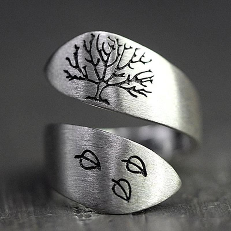 Vintage Open Hand Ring Bohemian Rhapsody Leading Actor Same Style Rings Adjustable Engraving Tree Leaf Rock Roll Jewelry 30M821