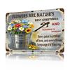 Iron Metal Wall Art Flowers Are NatureS Best Greetings and Blessings To Mankind Quote Decorative Foil Engraved Sign  for
