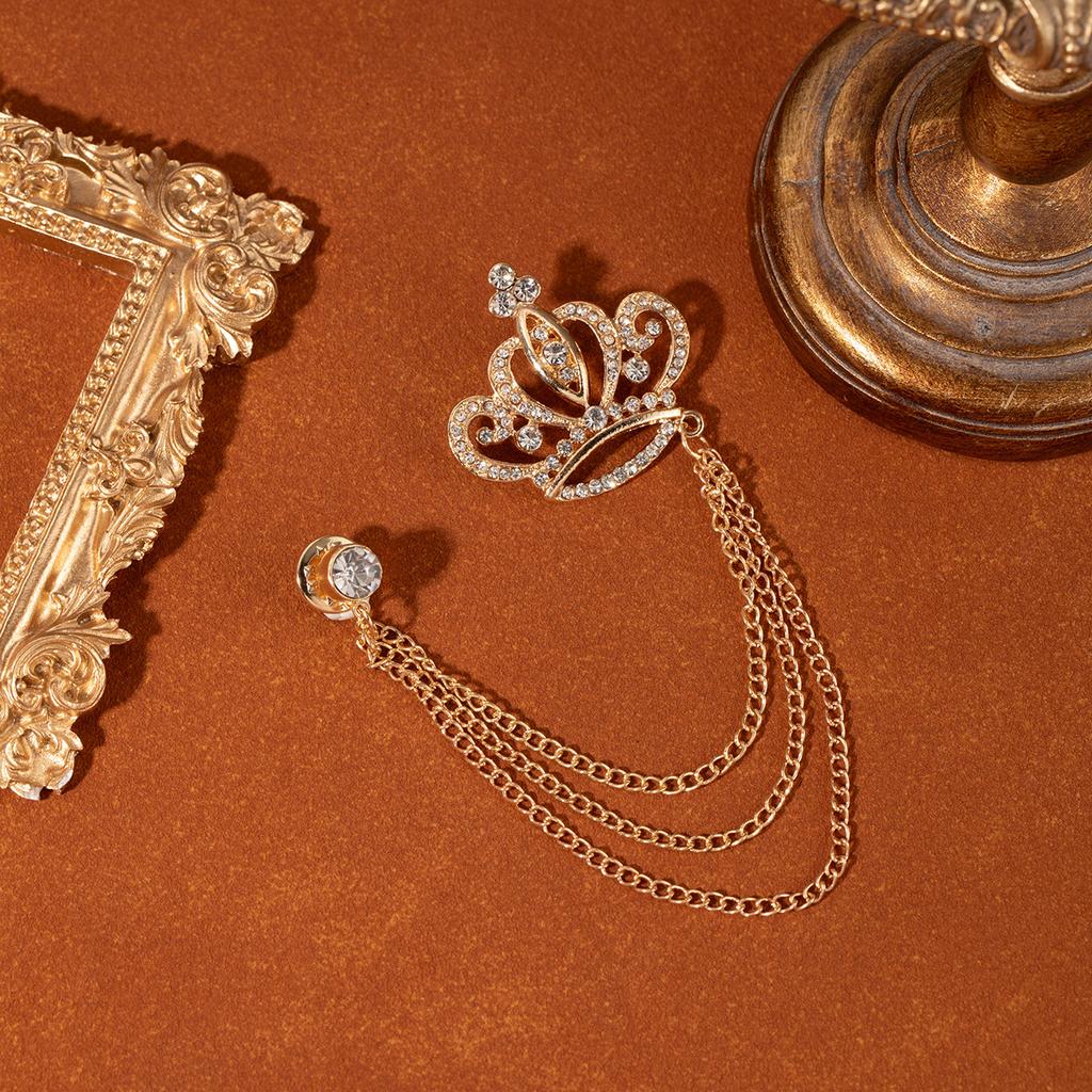 Kronenbrosche, Premium Diamantketten-Kronenbrosche Mode Retro Herrenanzug Zubehör