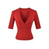 Elegante Camiseta Cruzada en V con Ceñido a la Cintura para Mujer - Capa Base de Manga Corta para Verano