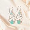 Aqua Chalcedony Gemstone 925 Sterling Silver Jewelry Handcrafted Earrings 2.13" EE-84-16