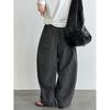 Womens High-Waisted Wide-Leg Cotton Blend Plaid Pants Loose Fit Casual Trousers Style