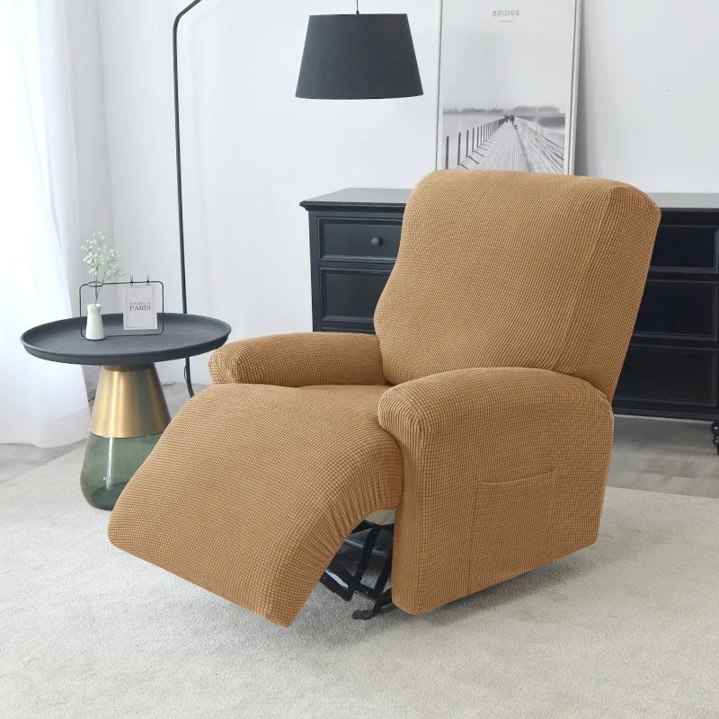 Solid Color Recliner Chair Cover Polar Fleece Non-Slip Single Sofa Covers for Living Room Lazy Boy Relax Armchair Slipcover