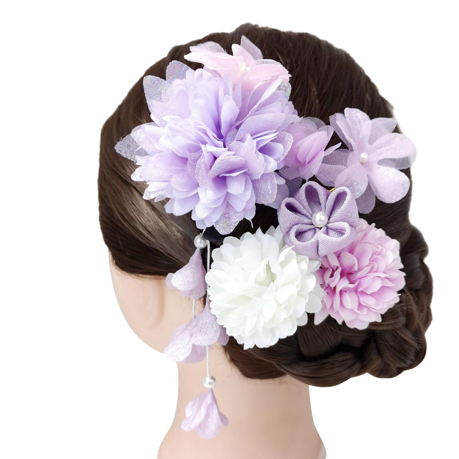 

Flower Hairpins with Daisy Accessories for Women Girls Floral Japonism for Tsumami Headpieces Hair Jewelry фиолетовый