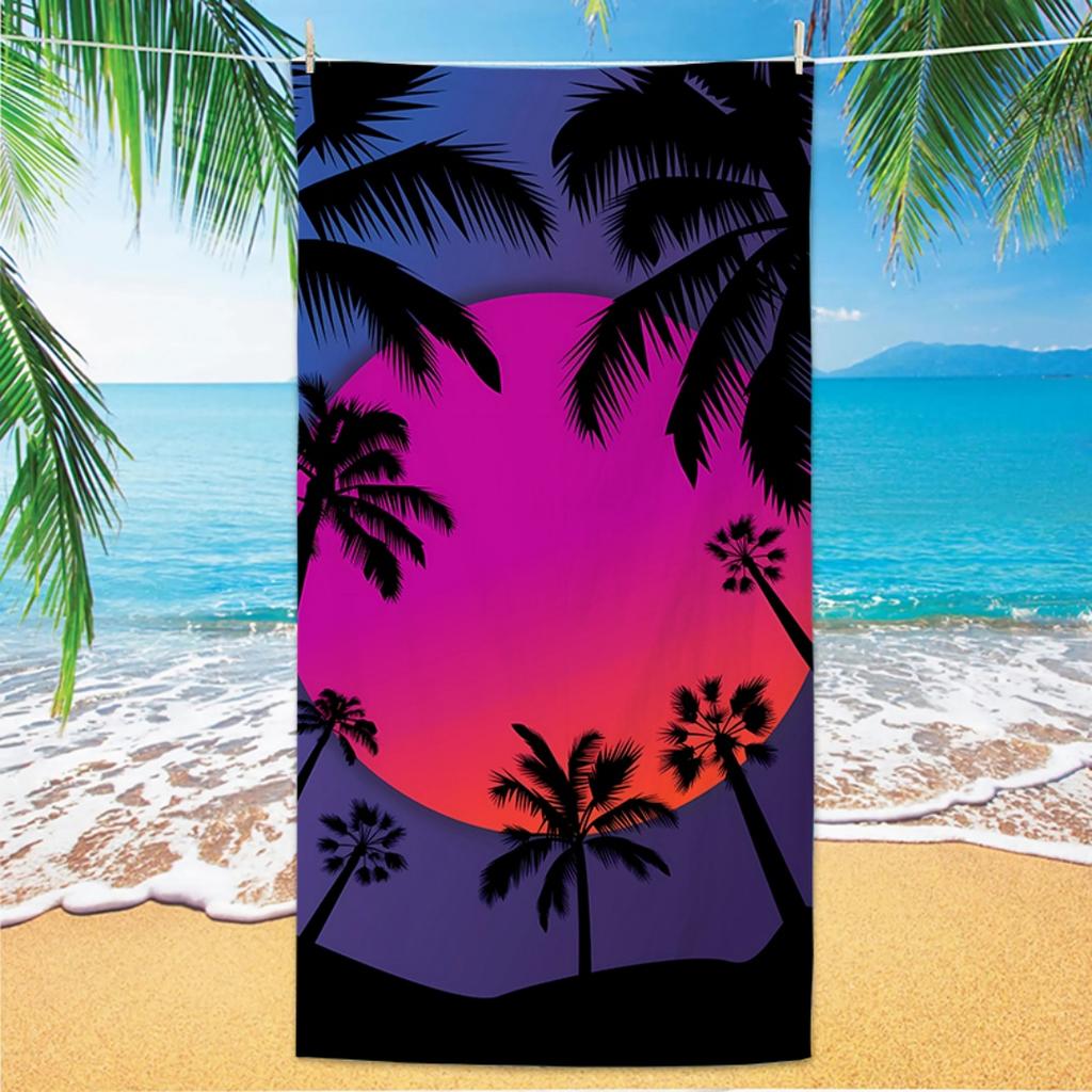 Toalla de Playa con Estampado de Palmeras, Impresión Digital Fina de Secado Rápido Anti-Arena Microfibra Ligera para Nadar, Yoga, Viajes, Gimnasio, Regalo