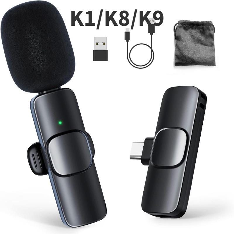 Wireless Lavalier K8 Microphone: 2.4G, Live Recording, Three-Level Noise Reduction, K1 & K9 Models, Small and Versatile.