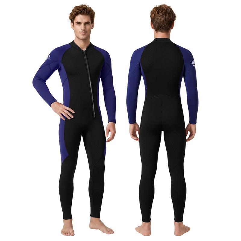 Mens 3mm Full Body Wetsuit With Front Zip Long Sleeve Diving Snorkeling Surfing Warmth Protection