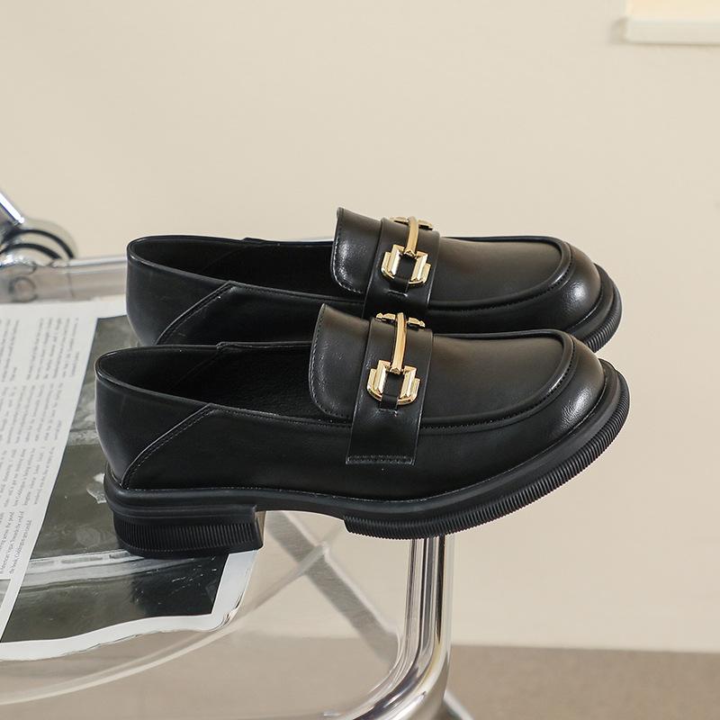 Leather women's new women's British style small leather shoes women's shoes small fragrant style single shoes