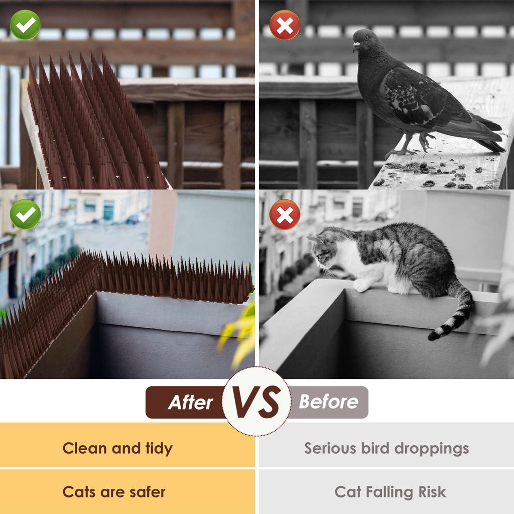 6 Pcs Plastic Bird Pigeon Spikes Anti Climb Spikes Cat Repellent Spikes Deterrent Humane Fence for Garden Pest Control