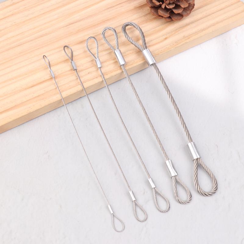 3PCS Safe 20cm Safety Security Cable Wire Stainless Steel Sliver Stage Lights Rope Double Loop Daily