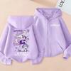 KPop Demon Hunters Zipper Hoodie Cartoon Girls Coat Fashion Thin Clothes Purple Autumn Hoodie Jacket Kids Anime Sweatshirt