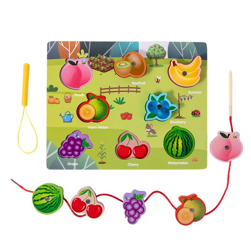 Animal Matching Magnetic Wooden Lacing Puzzle for Kids Ages 3-6