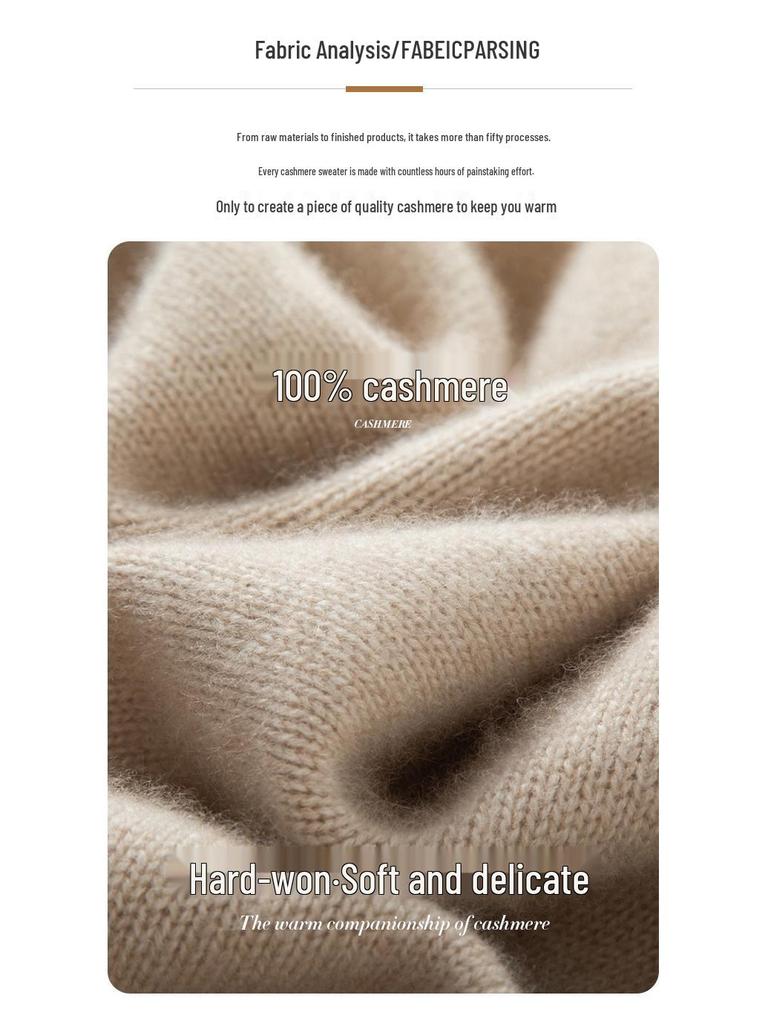 Women's Fashion Thickened Pure Cashmere Round Neck Sweater - Autumn/Winter Loose Fit Base Layer