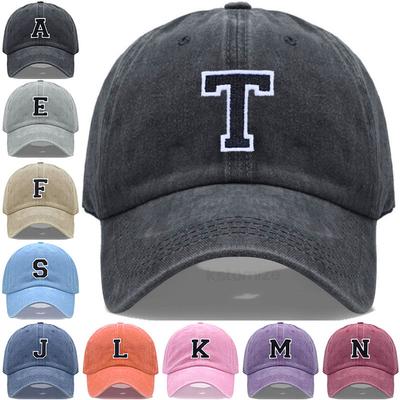 Bicolor Color Letter A-Z Embroidery Washed Cotton Baseball Cap for Men Women Unisex Dad Hat Sun Hat Outdoor Sports Dropshippinp