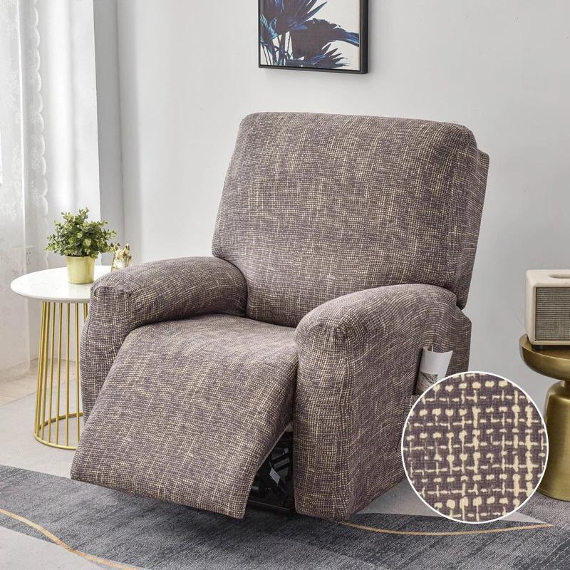 Lot de 4 housses universelles de couleur unie pour fauteuil inclinable, doux avec poche, protection de meubles avec base élastique pour chiens et enfants, café foncé Lot de 4 housses universelles de couleur unie pour fauteuil inclinable, doux avec poche, protection de meubles avec base élastique pour chiens et enfants, café foncé