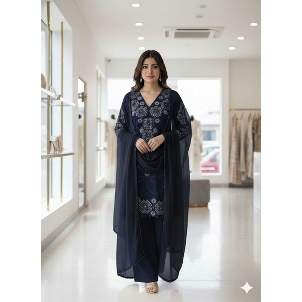 Desigenr Georgette Pakisatni Salwar Kameez Indian Bollywood Ethnic Palazzo Suit L-40