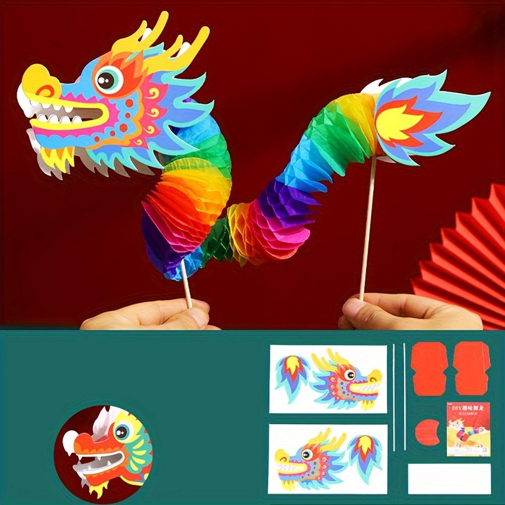 Chinesische Papierdrachen-Dekoration Bunter faltbarer handgehaltener Drachenspielzeug für Neujahrsfest Party Heimschmuck DIY Bastelarbeiten