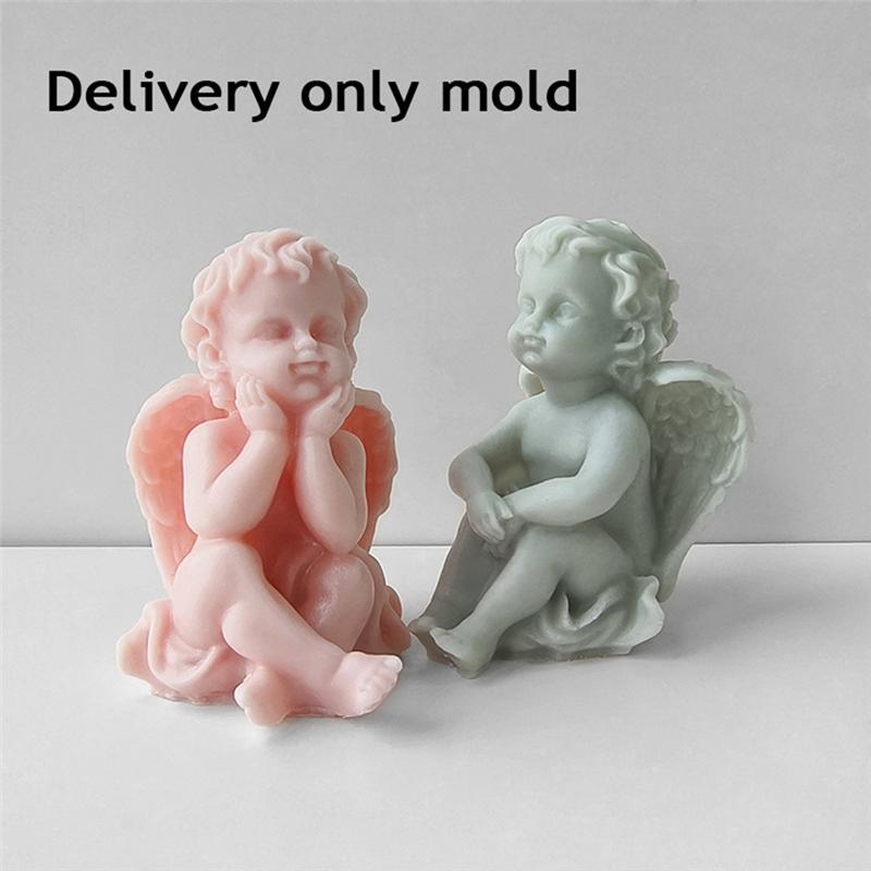 M-Modern-Söt Vingad Pojke Abstrakt Form Hantverk Doftljus Vaxform DIY Gips Ljusgjutning, A