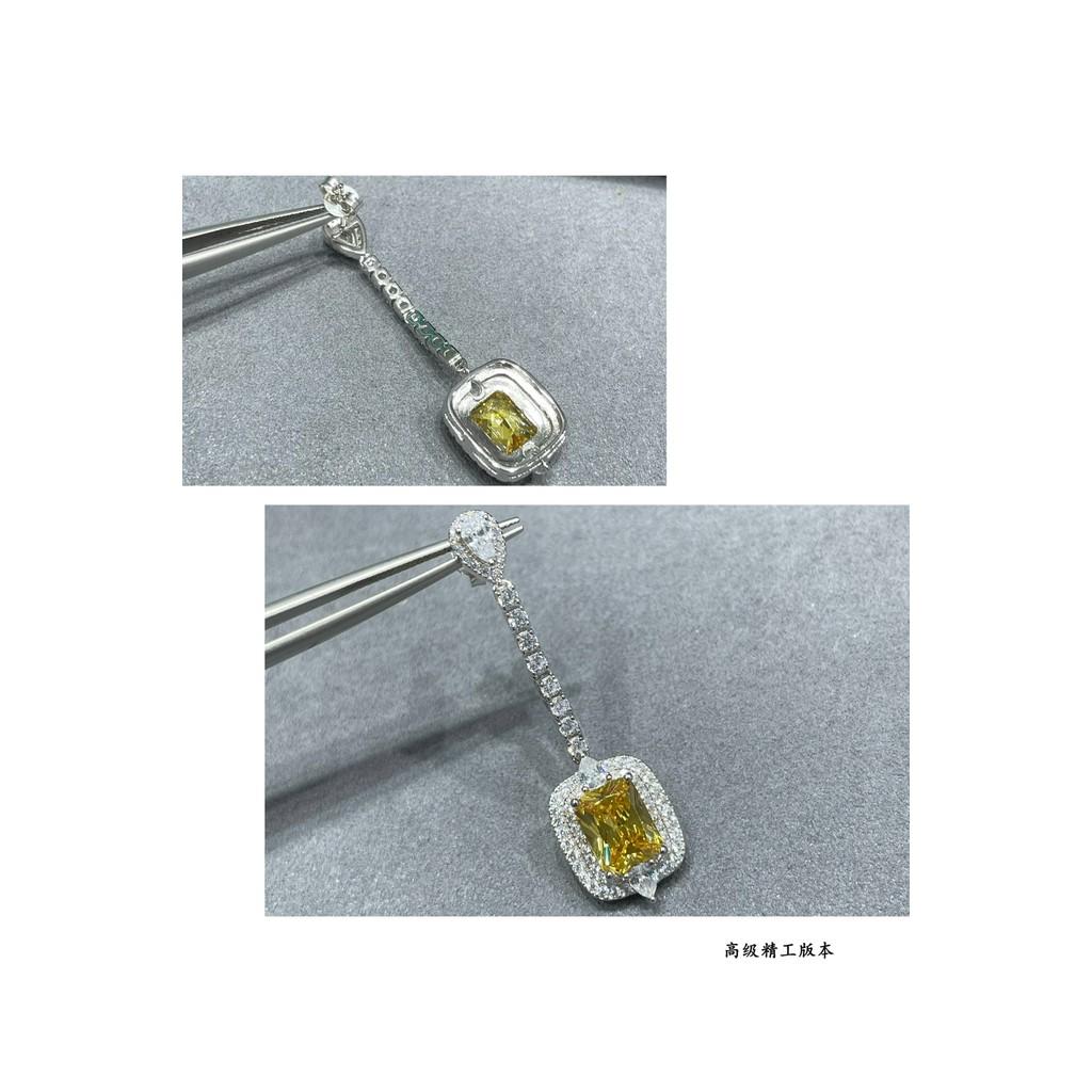 Yellow Diamond Earrings, Colored Gemstones, Non Allergic Electroplating, Thick Gold Birthday Gift, Daily Dressing