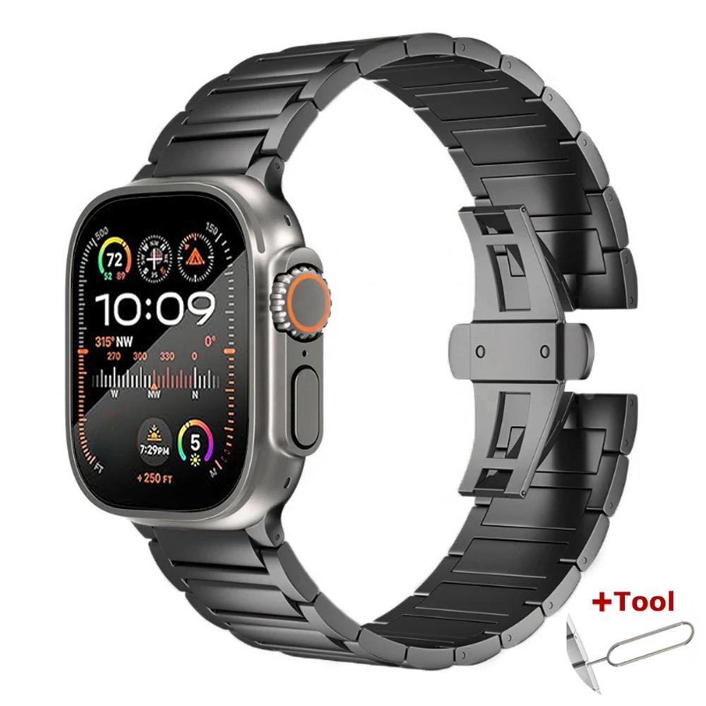 Titanium Metal Band for Apple Watch Ultra 3 2 49mm 45 46 44mm Luxury Strap For iWatch Series 11 10 9 6 Se 8 Link Bracelet Correa