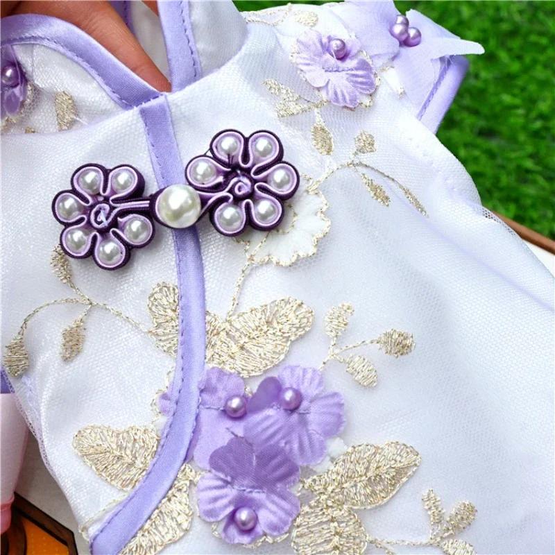 

Chinese Style Dog Clothes Summer Cat Pet Clothing Cheongsam Tang Suit Yorkie Pomeranian Poodle Bichon Schnauzer Clothing Shirt XXL фіолетовий