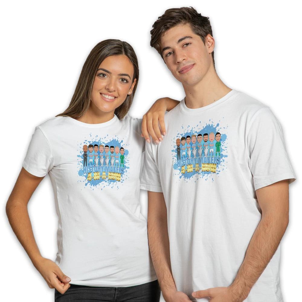 Man City Champions 2024 Vector Heroes Adult T-Shirt S-3XL 4 In A Row Great Gift S