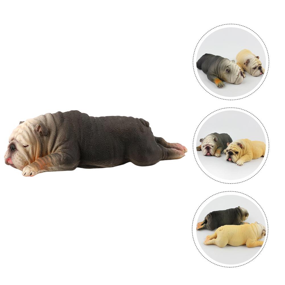 Plastic Bulldog Model Figurines Puppy Statue Dog Craft Nament Home Decor Miniatures Sleeping Bulldog Statue Dog Figurine
