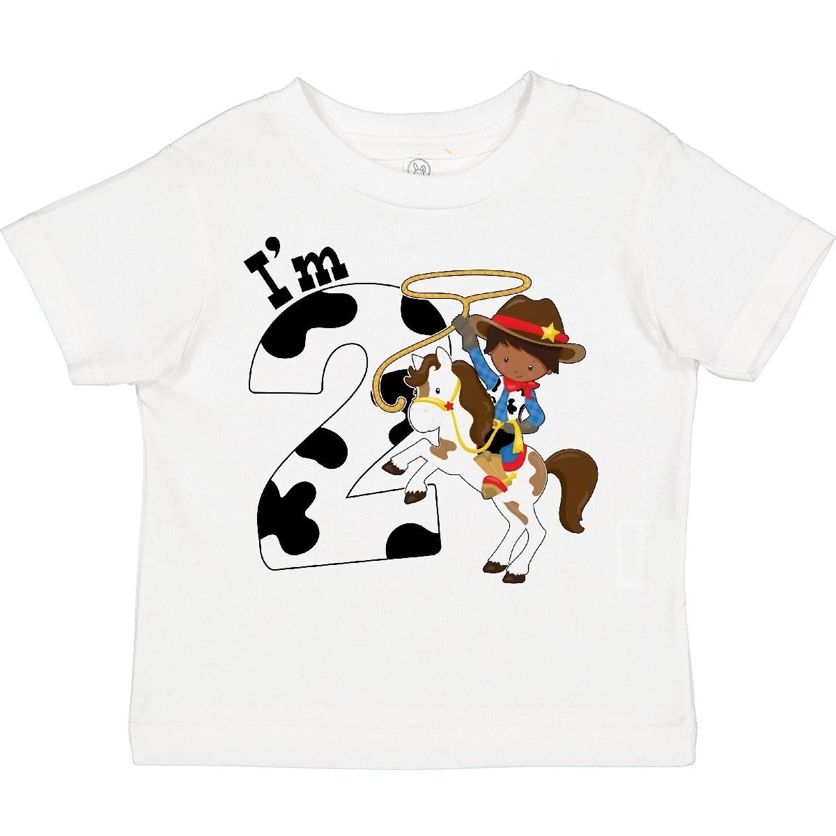 

Inktastic I m Two-cowboy Riding Horse Birthday Toddler kids boys T-Shirt Birthdays Second 150
