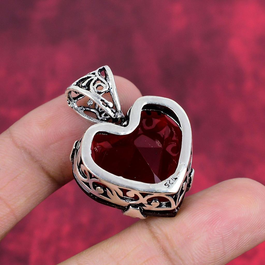 Šperky z červeného granátu, Přívěsek z masivního stříbra 925, Ručně vyráběný Přívěsek na šperky z drahokamů pro Memorial Day