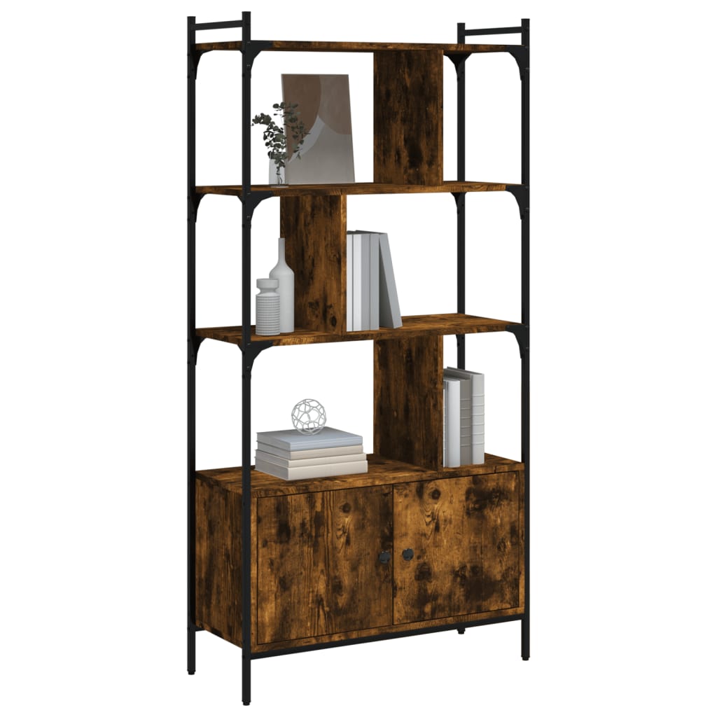 Bookshelf with Door Smoked Oak Finish 76.5 x 30 x 154.5 cm Engineered Wood
