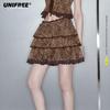Fawn Print Tiered Ruffle Mini Skirt