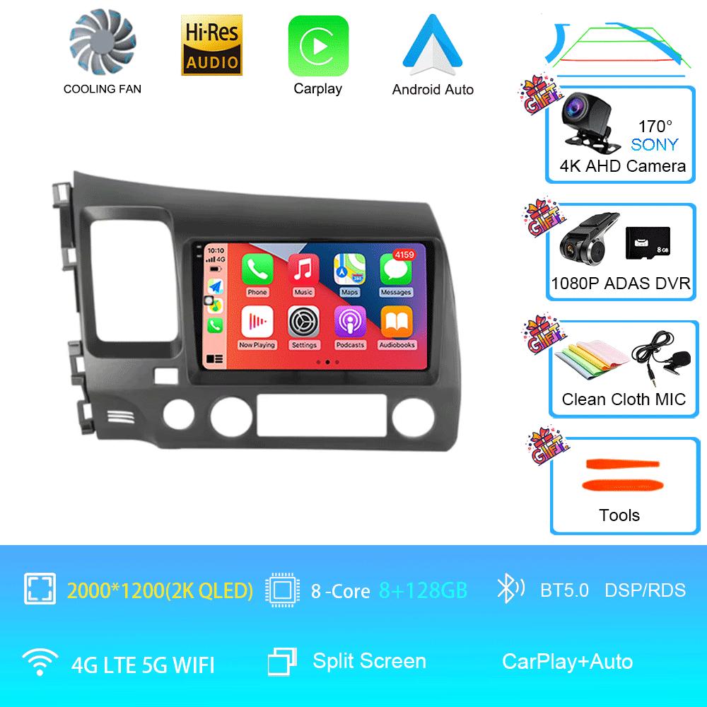 Android 14 9" DSP Car Stereo Radio For Honda Civic 8 2005 - 2012 Multimedia Video Player Navigation GPS 2 Din 4G WiFi Audio DVD