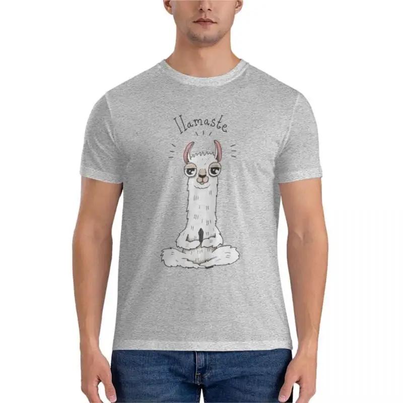 Men Tshirt Llama yoga pose with llamasteClassic TShirt Blouse mens graphic tshirts Cotton t shirts man S